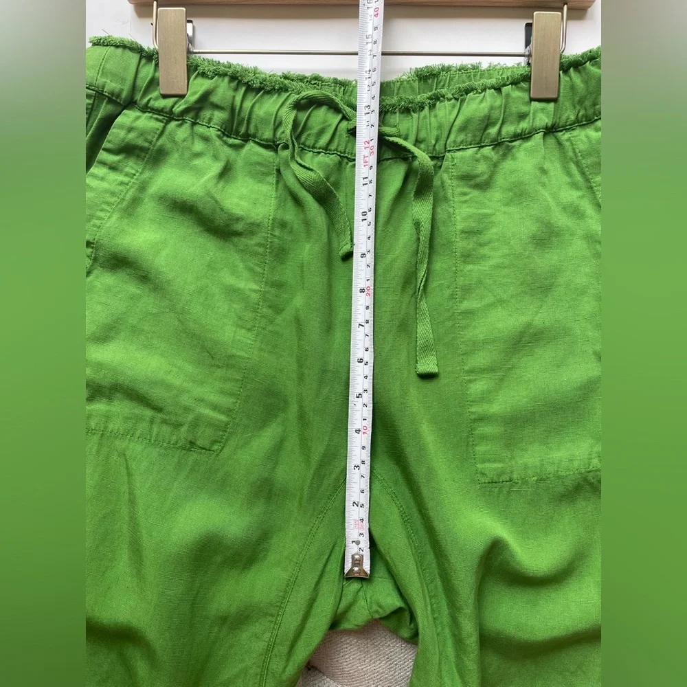 Zara Vibrant Green Cropped Pants linen blend